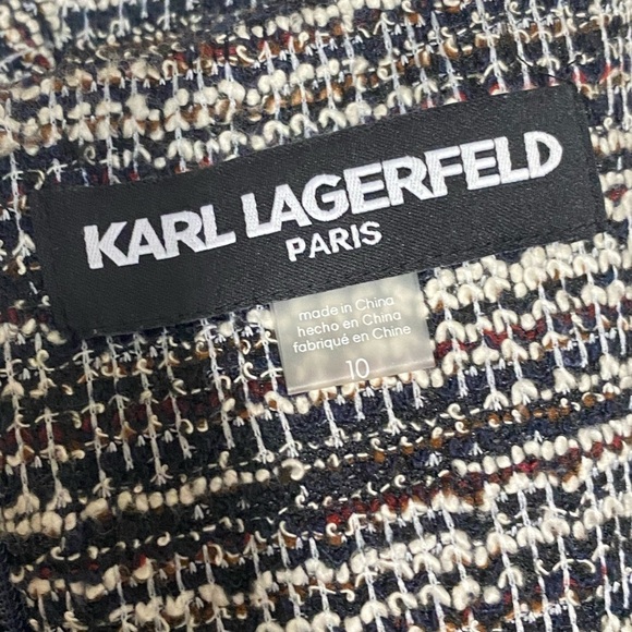 -KARL LAGERFELD tweed business casual party midi dress size  10 - Picture 3 of 10